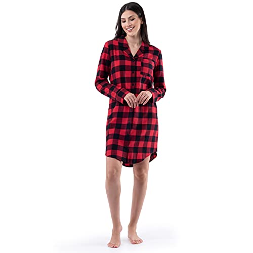 Fruit of the Loom Damen Flannel Sleep Shirt Nachthemd, Buffalo Check, Large von Fruit of the Loom