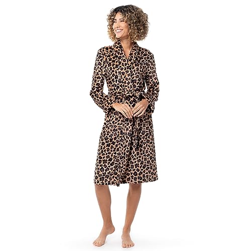 Fruit of the Loom Damen Fleece Bademantel, Brauner Gepard, Medium-Large von Fruit of the Loom