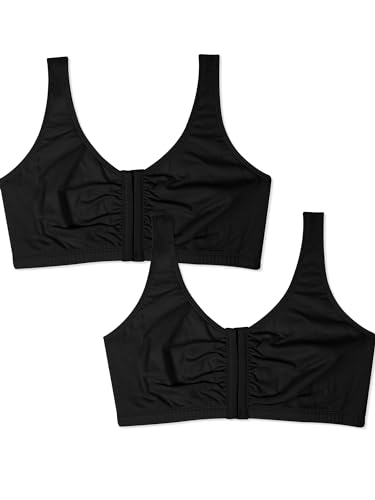 Fruit of the Loom Damen Front Close Builtup Sports Bra BH mit voller Abdeckung, Undurchsichtige, Schwarz, 90 (2er Pack) von Fruit of the Loom