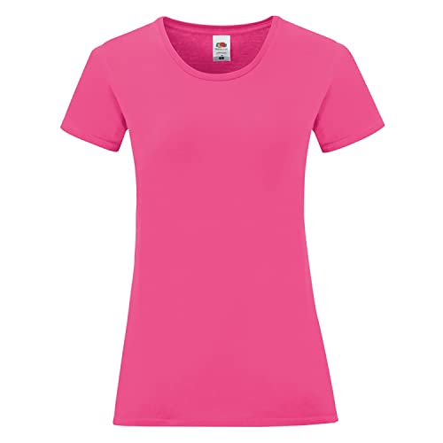 Fruit of the Loom Damen Iconic T-Shirt (M) (Fuchsia) von Fruit of the Loom