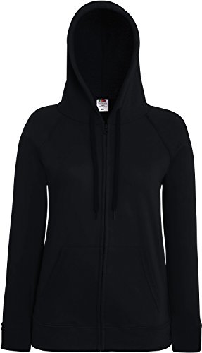 Fruit of the loom Damen Lightweight Hooded Sweat Jacket Lady-Fit Kapuzenpullover, Schwarz (Black 101), Large von Fruit of the Loom