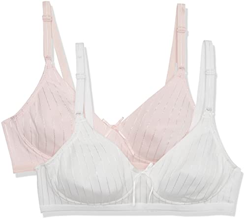 Fruit of the Loom Damen Leicht Gefütterter Bügelloser Geformter BH, Undurchsichtige, Weiß/Bittersweet Pink, 75B (2er Pack) von Fruit of the Loom