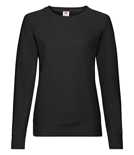 Fruit of the loom Damen Lightweight Raglan Sweat Lady-Fit Sweatshirt, Schwarz (Black 101), X-Large von Fruit of the Loom