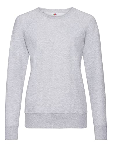 Fruit of the Loom Damen Lightweight Raglan Sweat Lady-fit T-Shirt, Grau (Heather Grey), XL von Fruit of the Loom