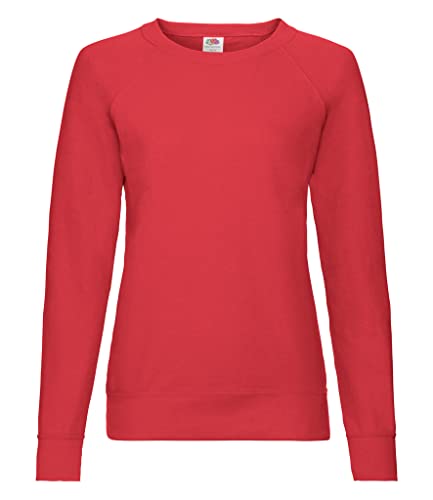Fruit of the Loom Leichtes Raglan-Sweatshirt für Damen, Lady-Fit, rot, XS von Fruit of the Loom