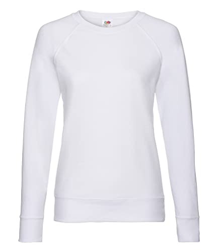 Fruit of the Loom Damen Lightweight Raglan Sweat Lady-Fit T-Shirt, weiß, XS von Fruit of the Loom