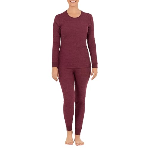 Fruit of the Loom Damen Micro Waffle Premium Thermal Set Pyjamaset, Merlot Heather, X-Small von Fruit of the Loom