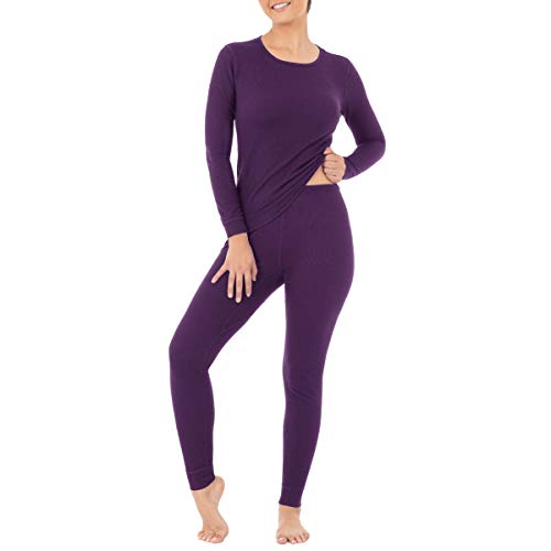 Fruit of the Loom Damen Micro Waffle Premium Thermal Set Pyjamaset, Veilchen, Medium von Fruit of the Loom