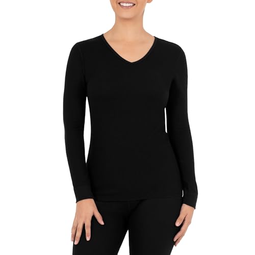 Fruit of the Loom Damen Micro Waffle Thermal V-Ausschnitt Pyjamaoberteil, Schwarz, Mittel Fruit of the Loom Damen Micro Waffle Thermal V-Ausschnitt Pyjamaoberteil, Schwarz, Mittel von Fruit of the Loom