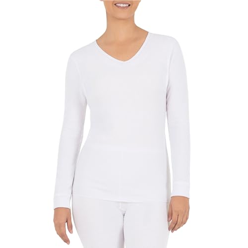 Fruit of the Loom Damen Mikro-waffel-Thermo-v-Ausschnitt Pyjamaoberteil, Weiss/opulenter Garten, 2X von Fruit of the Loom