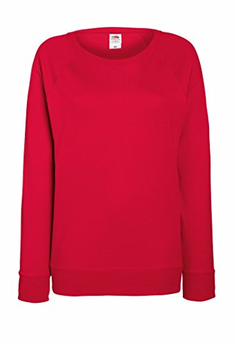 Fruit of the Loom leichtes Sweatshirt mit Raglanärmel, für Damen Gr. X-Large, rot von Fruit of the Loom