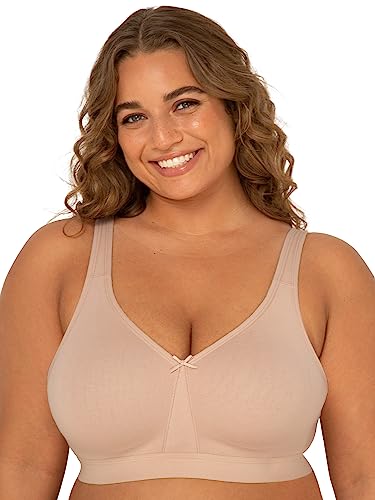 Fruit of the Loom Damen Plus Size Wireless Cotton Bra BH mit voller Abdeckung, Undurchsichtige, Sand, 105C von Fruit of the Loom