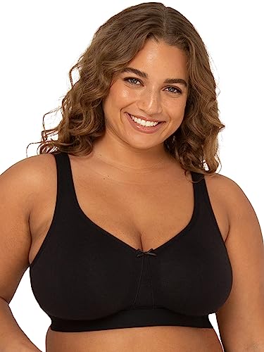 Fruit of the Loom Damen Plus Size Wireless Cotton Bra Vollschalen BH, schwarzer Farbton, 105C von Fruit of the Loom