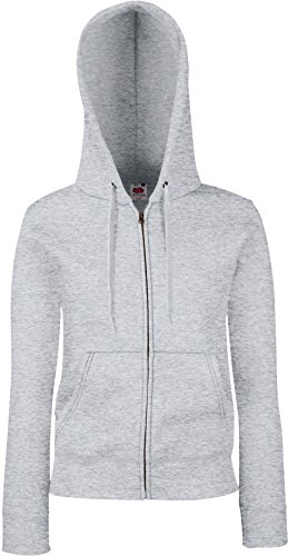 Fruit of the Loom Damen Premium Hooded Sweat Jacket Lady-Fit Kapuzenpullover, Grau (Heather Grey 123), X-Large (Herstellergröße: 16) von Fruit of the Loom