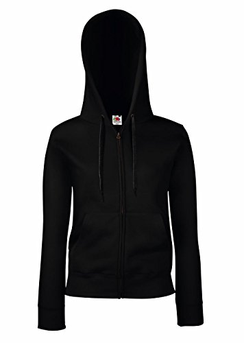 Fruit of the Loom Damen Premium Hooded Sweat Jacket Lady-Fit Kapuzenpullover, Schwarz (Black 101), Small (Herstellergröße: 10) von Fruit of the Loom