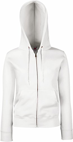 Fruit of the Loom Damen Premium Hooded Sweat Jacket Lady-Fit Kapuzenpullover, Weiß (White 000), Small (Herstellergröße: 10) von Fruit of the Loom