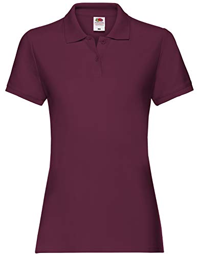 Fruit of the Loom Damen Premium Polo Lady-fit Poloshirt, Größe:L, Farbe:Burgund von Fruit of the Loom