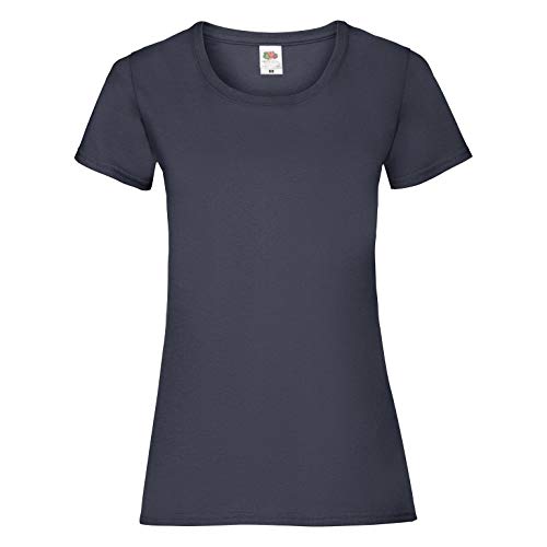 Fruit of the Loom Damen Regular Fit T-Shirt, 5er Pack, Blau (Deep Navy), 42 EU (Herstellergröße: L) von Fruit of the Loom