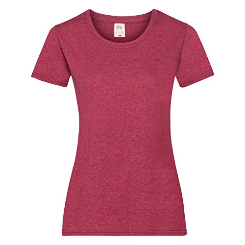 Fruit of the Loom 5er Pack Damen Regular Fit T-Shirt - Damenshirt mit Rundhalsausschnitt Mehrpack, Farbe:Vintage rot meliert, Größe:XL von Fruit of the Loom