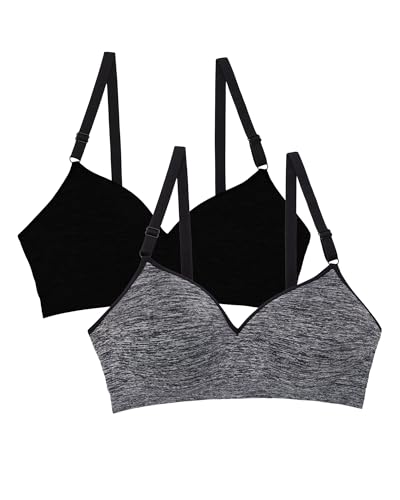 Fruit of the Loom Damen Seamless Wire Free Bra Push-Up-BH, Undurchsichtige, Black Hue/Charcoal Heather, 2er-Pack, 75B von Fruit of the Loom