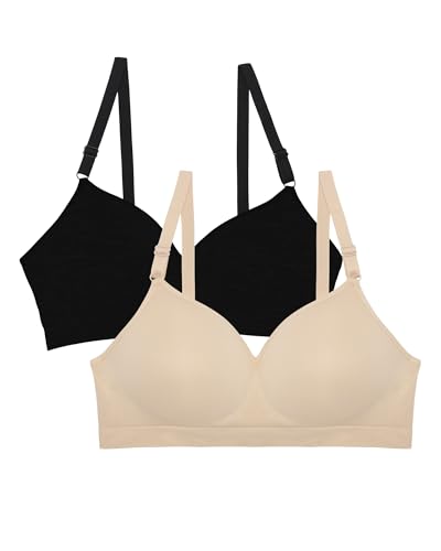 Fruit of the Loom Damen Seamless Wire Free Bra Push-Up-BH, Undurchsichtige, Schwarzer Farbton/in The Buff 2er-Pack, 90B Fruit of the Loom Damen Seamless Wire Free Bra Push-Up-BH, Undurchsichtige, Schwarzer Farbton/in The Buff 2er-Pack, 90B von Fruit of the Loom