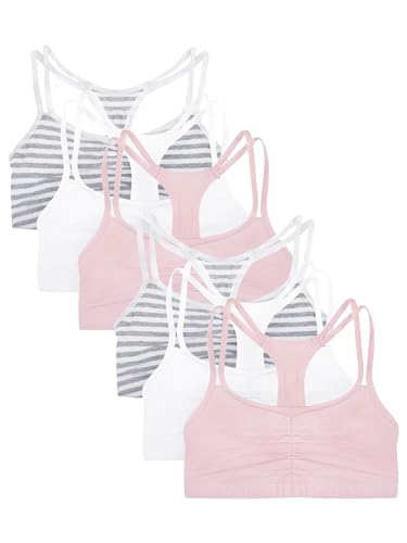 Fruit of the Loom Damen Spaghetti Strap Cotton Bra-All-Day Comfort & Easy Movement Sport-BH, Blickdicht, Streifen/Streifen/Weiß/Weiß/Blush/Blush, 95 (6er Pack) von Fruit of the Loom