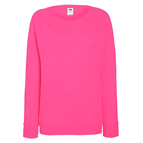 Fruit of the Loom Damen Sweatshirt Lightweight Raglan Sweat Lady-Fit 62-146-0 Fuchsia XS von Fruit of the Loom