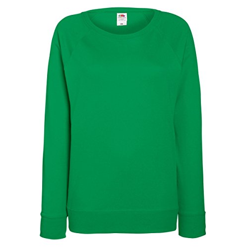 Fruit of The Loom Damen Sweatshirt Lightweight Raglan Sweat Lady-Fit 62-146-0 Kelly Green L von Fruit of the Loom