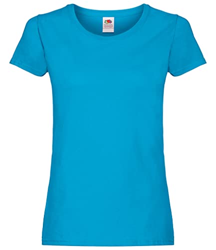 Fruit of the Loom Damen T-Shirt, Ss129m , Gr. L (Herstellergröße: 14), Blau (Azure) von Fruit of the Loom