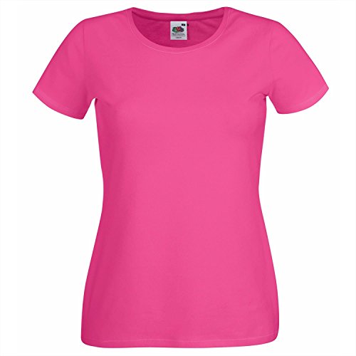 Fruit of the Loom Damen T-Shirt, Ss129m , Gr. L (Herstellergröße: 14), Rosa - Pink (Fuchsia) von Fruit of the Loom