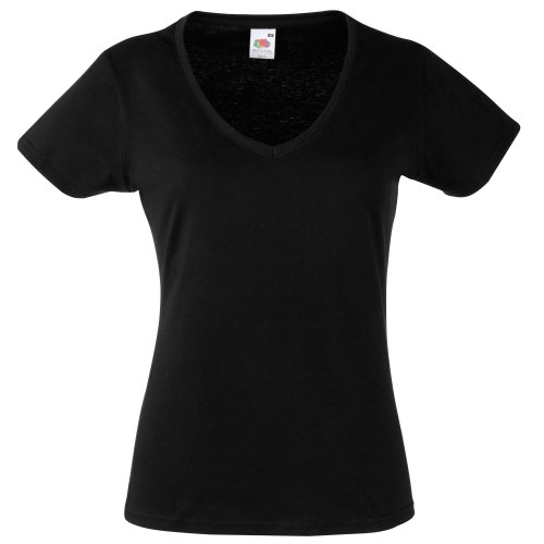 Fruit of the Loom Damen T-Shirt SS045M, Schwarz - Schwarz, Large von Fruit of the Loom