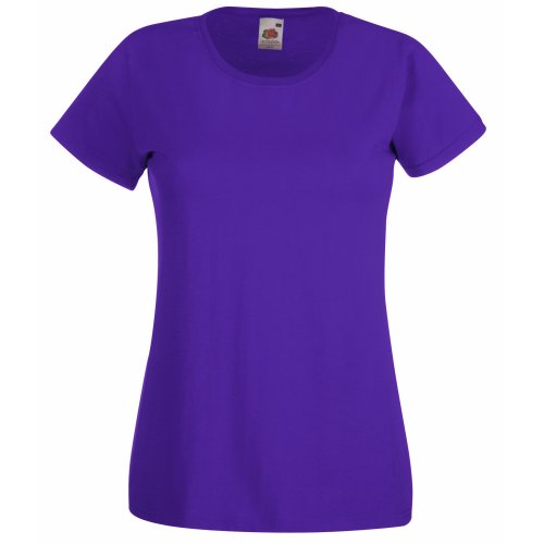 Fruit of the Loom Damen Slim Fit T-Shirt verschiedene Farben Baumwolle Kurzarm Lila Small von Fruit of the Loom