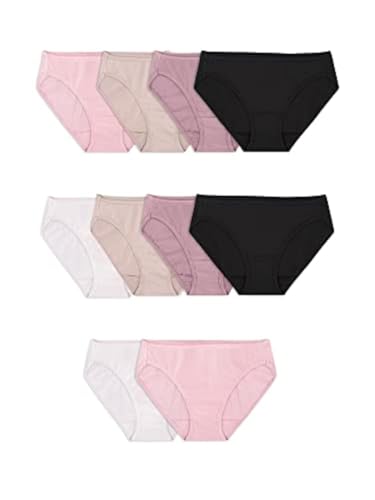 Fruit of the Loom Damen Underwear Cotton Panty Multipack Unterwäsche im Bikini-Stil, Baumwollkörper, Sortiert, 10 Stück, Large von Fruit of the Loom