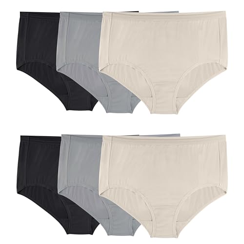 Fruit of the Loom Damen Unterhose in Übergröße, Passend für Ihre Kurven Unterwäsche, Slip – Mikrofaser – Farben können variieren, 11 Plus (6er Pack) von Fruit of the Loom
