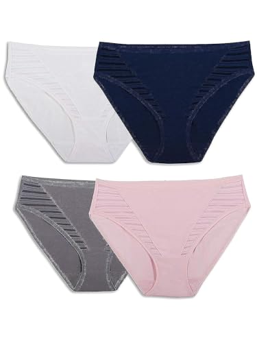 Fruit of the Loom Damen Atmungsaktive Unterwäsche, Feuchtigkeitstransport, Hält Sie Kühl und Bequem, Erhältlich in Übergröße Slip, Coolblend – Hi Cut – 4er-Pack – Farben können variieren, 7 von Fruit of the Loom