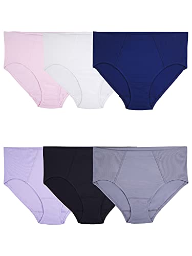 Fruit of the Loom Damen Unterwäsche in Übergröße, Passend für Ihre Kurven, Slip – Flexible Passform – Sortiert, 38 Größen (6er Pack) von Fruit of the Loom