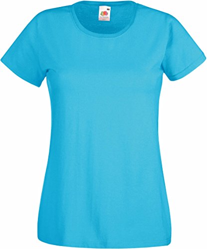 Fruit of the loom Damen Valueweight T Lady-Fit T-Shirt, Blau (Azure Blue 310), Medium (Herstellergröße: M (12)) von Fruit of the Loom