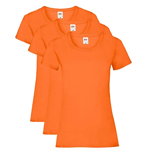 Fruit of the Loom Damen Valueweight T-Shirt 3 Pack, Orange, 44(Herstellergröße:XL) von Fruit of the Loom