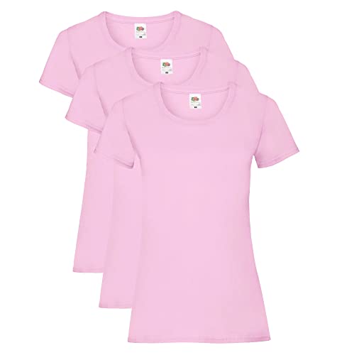 Fruit of the Loom Damen Valueweight T-Shirt 3 Pack, Rosa (Light Pink), 44(Herstellergröße:X-Large) von Fruit of the Loom