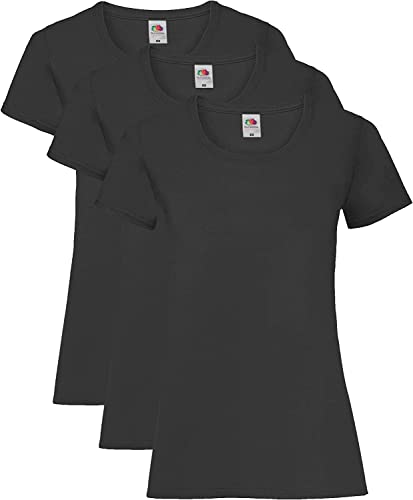 Fruit of the Loom Damen Valueweight T-Shirt 3 Pack, Schwarz, 36(Herstellergröße:X-Small) von Fruit of the Loom