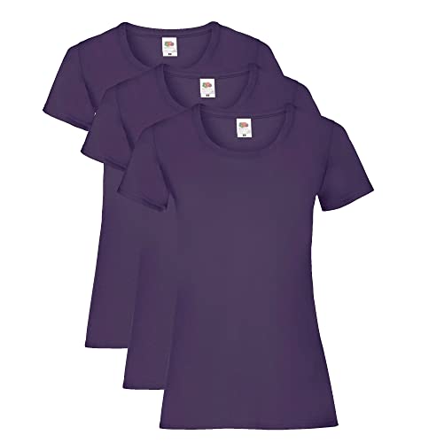 Fruit of the Loom Damen Valueweight T-Shirt 3 Pack, Violett, 46(Herstellergröße:XXL) von Fruit of the Loom