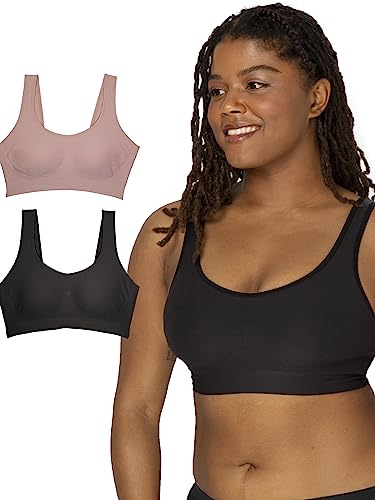 Fruit of the Loom Damen Wireless Full Coverage Bra-Smooth, Supportive & All-Day Comfort Fit BH mit voller Abdeckung, Undurchsichtige, Schwarz/Rose Shadow, X-Large von Fruit of the Loom