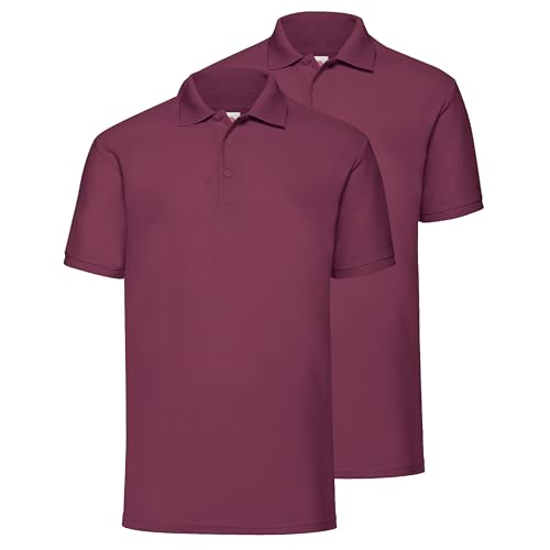 Fruit of the Loom Doppelpack 65/35 Polo + GRATIS MyShirt Stoffbeutel, Farbe:Burgund, Größe:2XL von Fruit of the Loom