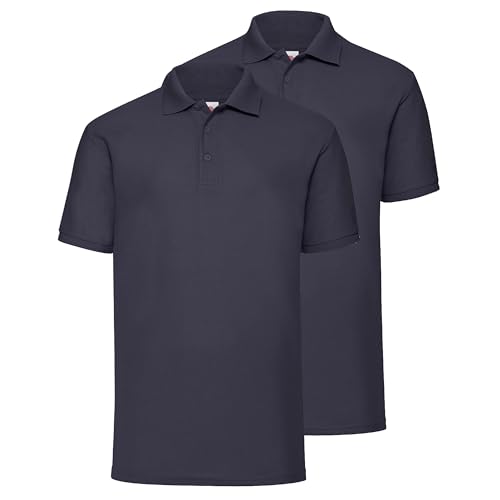 Fruit of the Loom Doppelpack 65/35 Polo + GRATIS MyShirt Stoffbeutel, Farbe:deep Navy, Größe:3XL von Fruit of the Loom