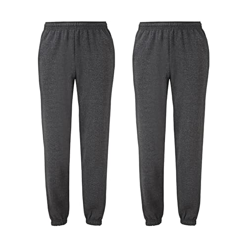 Fruit of the Loom Doppelpack Classic Elasticated Cuff Jog Pants + GRATIS MyShirt Stoffbeutel, Farbe:dunkelgrau meliert, Größe:2XL Fruit of the Loom Doppelpack Classic Elasticated Cuff Jog Pants + GRATIS MyShirt Stoffbeutel, Farbe:dunkelgrau meliert, Größe:2XL von Fruit of the Loom