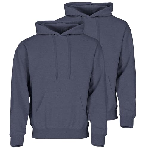 Fruit of the Loom Doppelpack Classic Kapuzen-Sweat Herren Hoodie 2er Pack + GRATIS MyShirt Stoffbeutel, Farbe:Vintage Navy meliert, Größe:M von Fruit of the Loom