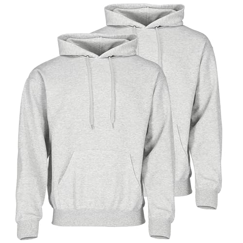 Fruit of the Loom Doppelpack Classic Kapuzen-Sweat Herren Hoodie 2er Pack + GRATIS MyShirt Stoffbeutel, Farbe:Graumeliert, Größe:S von Fruit of the Loom