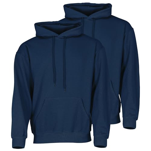 Fruit of the Loom Doppelpack Classic Kapuzen-Sweat Herren Hoodie 2er Pack + GRATIS MyShirt Stoffbeutel, Farbe:Navy, Größe:3XL von Fruit of the Loom