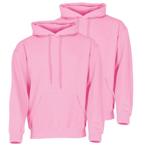 Fruit of the Loom Doppelpack Classic Kapuzen-Sweat Herren Hoodie 2er Pack + GRATIS MyShirt Stoffbeutel, Farbe:Rose, Größe:XL von Fruit of the Loom