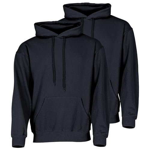 Fruit of the Loom Doppelpack Classic Kapuzen-Sweat Herren Hoodie 2er Pack + GRATIS MyShirt Stoffbeutel, Farbe:deep Navy, Größe:M von Fruit of the Loom